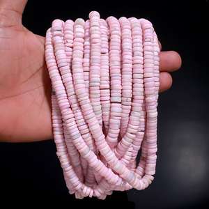 À la mode naturel rose opale plat lisse Rondelle perles rose opale pierres précieuses perles Heishi disque pneu forme opale perles pour bijoux artisanat - Product Image 5