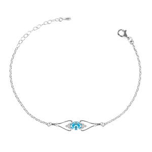 Pulsera CLARA de Plata de Ley 925 con Topacio Corte Esmeralda y Patrón Floral, Oro Rosa de 18K, Platino, Estilo Religioso - Product Image 1