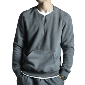 Custom Logo Sweatshirt Men's Crew Neck Velvet Thickened Fleece New Trendy Long Sleeve 14 Quarter <b>Zip</b> Pullover <b>Shirt</b> - Product Image 2