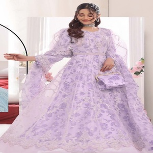 Venta de Eid, vestidos de trabajo bordados pesados indios y paquistaníes, Saari de tres piezas Salwar Kameez pakistaní e indio para mujer - Product Image 5
