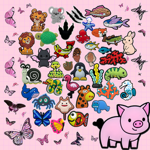 Personalizado al por mayor 2D DIY Zueco pingüinos arañas calamar medusas Leones Tigre zapatos decoración lindos animales zapato encantos para niños - Product Image 1