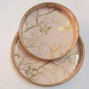 Plateau de service de cuisine en bois avec motif imprimé en émail pour les collations et les boissons - Product Image 5