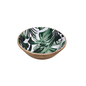 <b>Set</b> of 2 Round Shape <b>Wooden</b> and Meena Work <b>Food</b> Serving Bowl Superior Quality Medium Size Handmade Bowl From India - Product Image 1