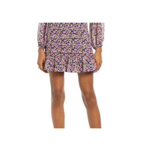 Floret Studios Minidress Floreale Romantico con Maniche a Palloncino Arricciate Nero Multiflorale Taglia XS Lavorato all'Uncinetto Traspirante Vita Naturale - Product Image 3