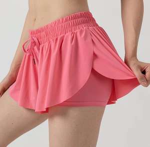 Short de yoga fluide formel pour femmes jeunes filles motif floral spandex/coton séchage rapide et respirant - Product Image 4