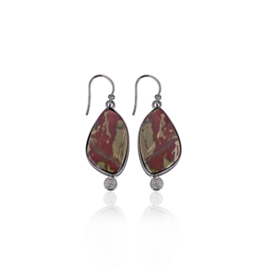 <b>Women's</b> Fashion <b>Earring</b> Blood Agate Gemstone Dangle <b>Earring</b> <b>Black</b> Ruthenium Brass Metal Jewelry Statement <b>Earring</b> <b>For</b> <b>Women</b> - Product Image 1