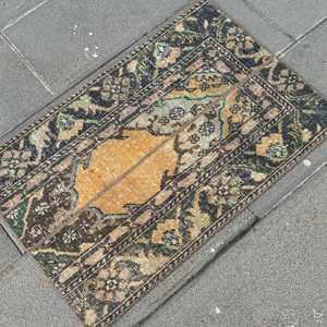 Alfombra de 1.7x2.7 pies, Alfombra Turca Vintage, Alfombra de Lana Azul - Product Image 3