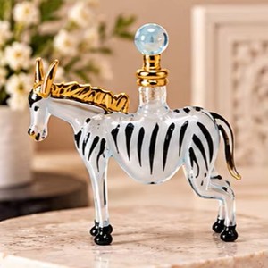 Flacons de parfum en verre soufflé peints à la main, motifs chat égyptien et âne rayé - Product Image 3