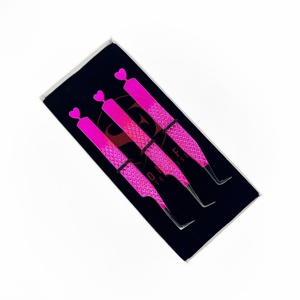 Pinzas de pestañas de acero sostenible japonesas de etiqueta privada, pinzas de pestañas profesionales probadas a mano de Color metálico rosa - Product Image 6