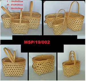 Cesta ovalada de bambú personalizable, 3 uds., artesanía ecológica para decoración de sala de estar, accesorios de decoración del hogar - Product Image 2