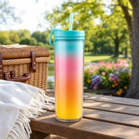 Bouteille d'eau à double paroi en PC 700 ml avec paille anti-fuite, tasse de sport CPC pour les voyages en plein air