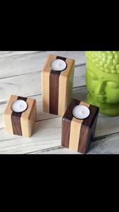 Porte-bougie en bois, support à bougie en bois pour la décoration de la maison, porte-bougie pilier le plus vendu par Antique Creations - Product Image 3