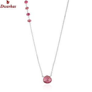 Best Selling 925 Sterling <b>Silver</b> <b>Necklace</b> <b>for</b> <b>Women</b> Natural Pink Tourmaline Gemstone Gold Trendy <b>Chains</b> <b>for</b> Wedding Engagement - Product Image 1