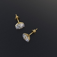 Женские серьги-пусеты Ishi Diamonds из желтого золота 18 карат с выращенными в лаборатории бриллиантами D-VVS чистотой, 4 карата каждый, огранка «Бриллиант», 2 штуки, BIS