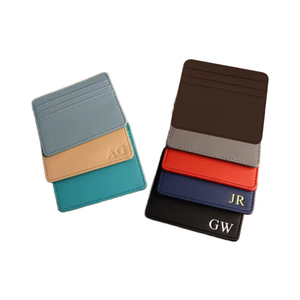 Porte-cartes d'identité en cuir fin avec blocage RFID, fermeture ouverte, logo personnalisé, satin, faible MOQ, portefeuille de poche pour hommes et femmes, prix bas - Product Image 1
