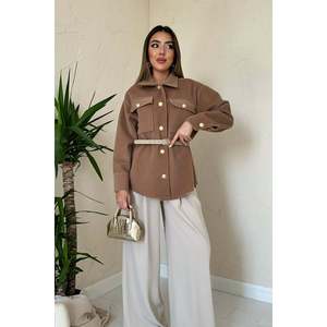 Camisa Camel Cashmere con Botones Dorados - Camel - Product Image 1