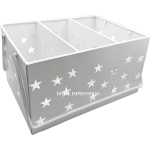 Galvanized Metal Flatware Caddy Organizer with Wooden Handle for Home & <b>Kitchen</b> Counter-top Outdoor Storage Basket Supplies - Product Image 2