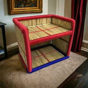 Designer classique bois tissé bambou canne stockage organisateur étagère polyvalent étagères support pour salon artisanat - Product Image 1