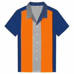 Camisa de Bolos Vintage para Hombre con Diseño de Panel Vertical Triple, Cuello Abierto y Tejido Transpirable de Alto Rendimiento - Product Image 5