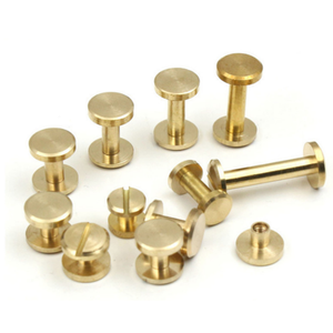 Remache plano de latón puro de 8 mm para cuero, tornillo Chicago para bolsos - Product Image 1