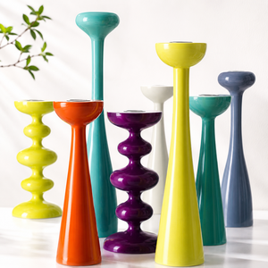 Porte-bougie en céramique géométrique empilable fait main, écologique, finition laquée, design moderne pour la décoration de cheminée de la Saint-Valentin - Product Image 6