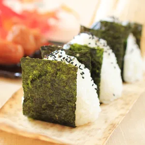 Delicious healthy Japan heritage white sushi onigiri rice balls