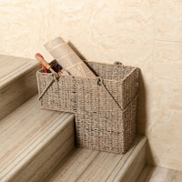 Boîte de rangement d'escalier en forme de L en herbe de mer, boîte de rangement artisanale, écologique, naturelle, décoration intérieure et extérieure, vente en gros du Vietnam