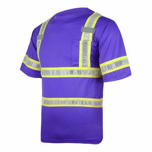 Combinaison de travail réfléchissante de sécurité en coton violet à haute visibilité, respirante, avec logo personnalisé, certifiée CE, pour hommes - Product Image 1