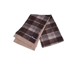 Écharpe d'hiver en laine à motifs carrés Taratar marron beige double face - Product Image 2