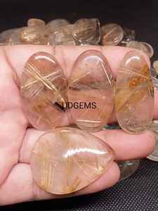 พลอยรูไทล์สีทองธรรมชาติคุณภาพสูงแบบคาโบชอง ขายส่งสำหรับทำเครื่องประดับ คละสีและขนาด UDGEMS 200 กรัม MOQ - Product Image 5