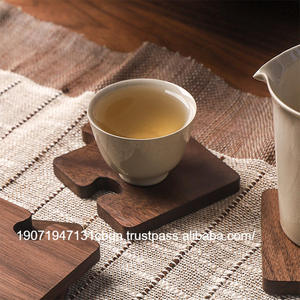 Sous-verres en céramique faits à la main, design puzzle créatif, en noyer de luxe, modernes, écologiques, ronds, pour tasses à thé - Product Image 5
