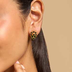 ต่างหูเงินทรงวินเทจ ดีไซน์ดอกไม้ประดับขอบสแตนเลส สไตล์ศาสนา รุ่น 156748 - Product Image 2