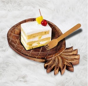 จานเสิร์ฟพร้อมสลักและไม้ธรรมชาติสำหรับใส่ขนมอาหารปลอดภัยดีไซน์สับปะรด - Product Image 3