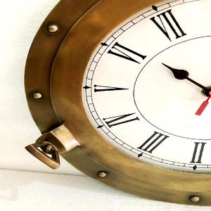 Antique Marine Laiton Navire Hublot Horloge Nautique Horloge Murale Décoratif À La Maison - Product Image 4