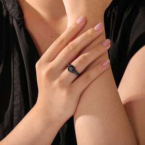 Jeulia Gothic Halo Black <b>Skull</b> <b>Ring</b> Sterling Silver Fashion Wedding Band - Product Image 6