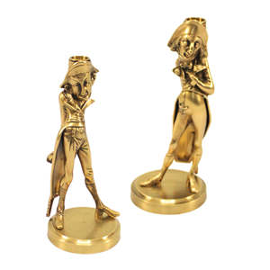 Juego de 2 soportes de luz de vela con forma de estatua pulida de oro de Metal para fiesta de boda y decoración de eventos en casa disponible al por mayor - Product Image 1