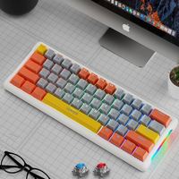 K610 Keyboard Mekanikal nirkabel Mini, papan ketik Gaming komputer Led Pc dengan lampu latar Rgb menyala dalam gelap