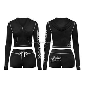 Custom Summer Men <b>Sets</b> Quarter Zip Up Printing Sports 100% Nylon Hoodies And Shorts <b>Set</b> Short Outerwear Windbreaker Tracksuit - Product Image 5