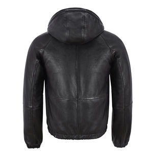 แจ็กเก็ตหนัง PU ลำลองของผู้ชาย2022มีฮู้ดเข้ารูปและกันลมสไตล์แฟชั่นใหม่ - Product Image 2