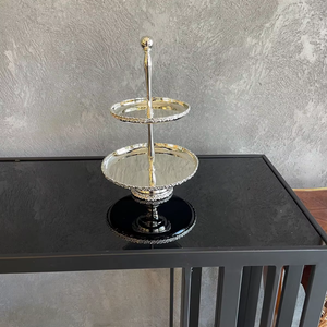 Support à gâteaux à 2 étages pour le thé de l'après-midi, support à dessert argenté, support à gâteaux miroir, support de service de luxe, support à thé de l'après-midi - Product Image 1