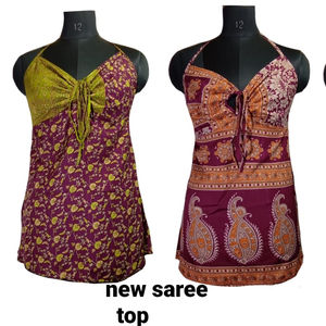 Top de Tirantes de Seda Estilo Boho para Mujer, con Cuello en V, Corto, Tejido de Punto, Estampado Digital, Decoración con Cinta Antiencogimiento - Product Image 1