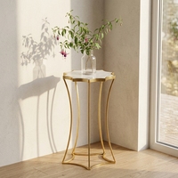 Table d'appoint en marbre doré et fer, table d'appoint en métal, table d'appoint décorative moderne pour salon, chambre, hall d'hôtel, meubles de maison