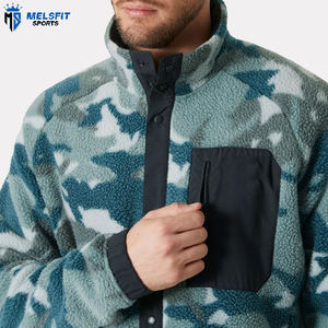 Veste d'hiver surdimensionnée pour homme en polaire polaire personnalisée avec fermeture éclair sur le devant, logo respirant, coupe-vent, écologique, style streetwear - Product Image 4