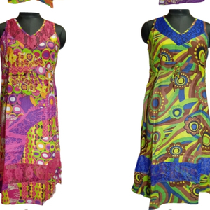 Vestido bohemio para mujer Vestido estampado de algodón nuevo a la moda y a la moda con decoraciones con cremallera y botones de encaje - Product Image 1