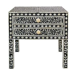 Nouvelle Arrivée : Meuble d'appoint de luxe pour la décoration intérieure, avec plateau en os incrusté, en bois, design os incrusté, table gigogne - Product Image 3