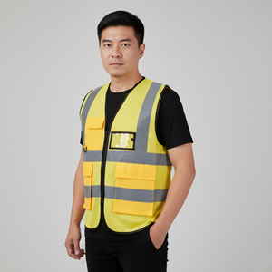 Chaleco de Seguridad Personalizado al por Mayor para Hombre, Cintas Reflectantes de Alta Visibilidad, ANSI Clase 2, Material de Malla Impermeable, LED Intermitente, Logotipo Personalizado - Product Image 3
