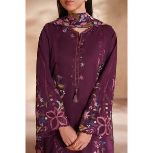 ชุดเสื้อผ้าสไตล์โบฮีเมียน IZNIK-3PC ผ้าชีฟองปักลายสำหรับฤดูใบไม้ผลิ/ฤดูร้อน พร้อมผ้าคลุมไหล่และกางเกงขายาว ปักลายตาข่ายแบบ Khaadi-BIC-4833 - Product Image 5