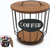 Panier de rangement en fil de fer sur mesure avec base en bois, grande capacité, marque DC, conteneur de cuisine pour dosettes de café