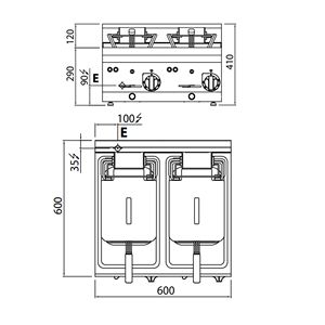 Friteuse électrique professionnelle à double cuve pour comptoir - 10+10 litres - 12kW - Manuelle - avec robinet de vidange - Product Image 5