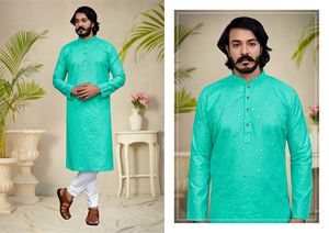 Wholesale Manufacturing of Fashionable Indian <b>Men's</b> Wear Ready-Made <b>Silk</b> Kurta and <b>Pyjama</b> Exported From Surat at Low Prices - Product Image 3